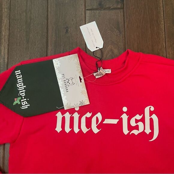 Better Together Red Naughty-ish Nice-ish Sweatshirt & Pet Bandana L NWT - Picture 2 of 5